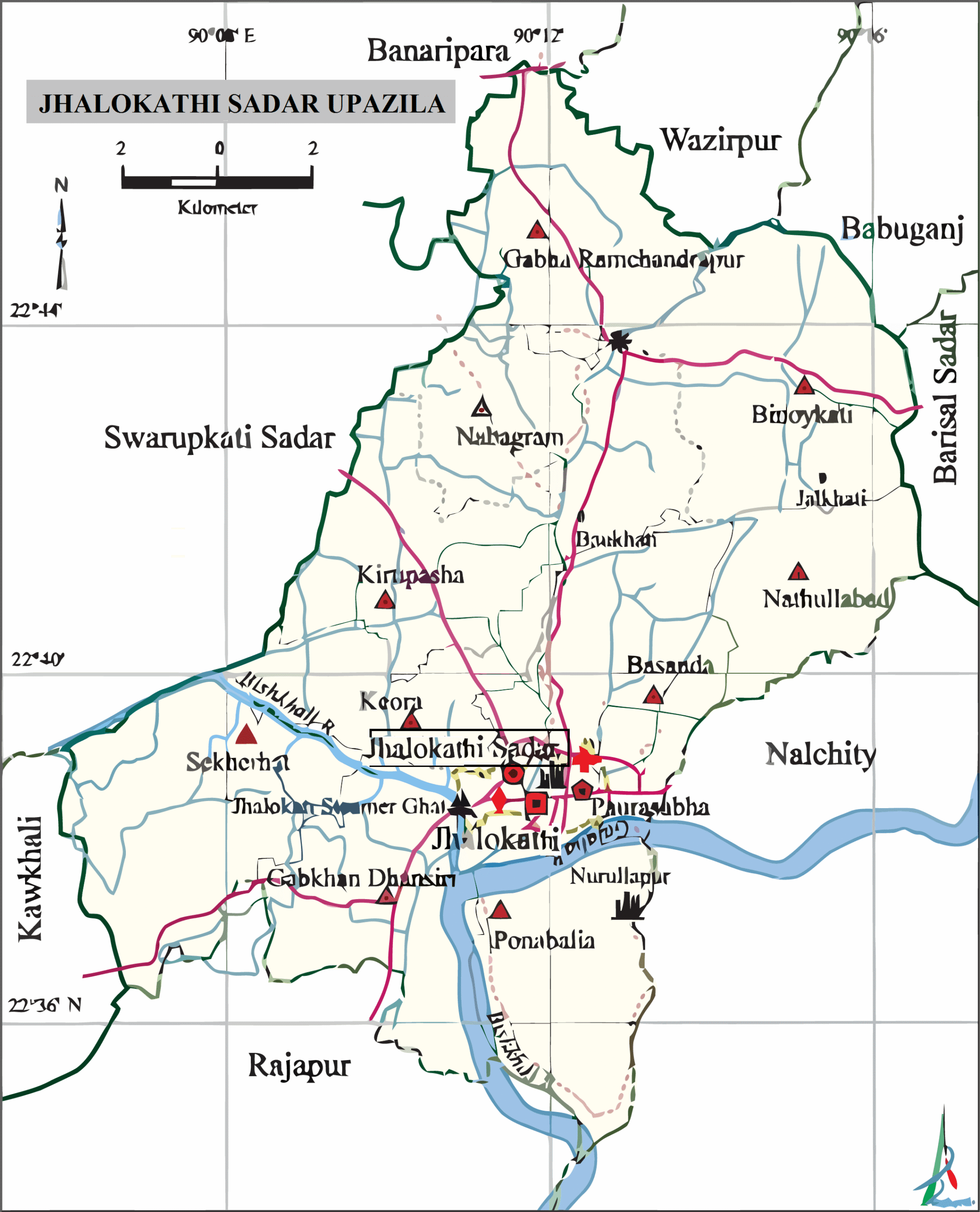 Study area map (Jhalokathi Sadar Upazila)